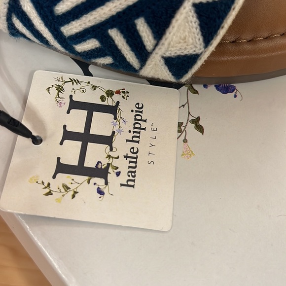 haute hippie Blue Aztec Embro Slide Sandals - Picture 9 of 10